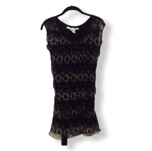 Max Studio Women’s Size XS 100% Silk Black Belted Sleeveless Top Boho Dressy Blo